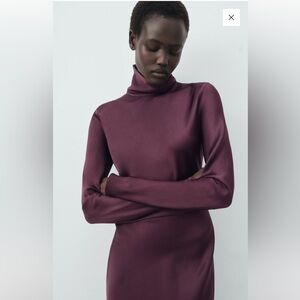 Mango Deep Purple Long Sleeve Dress